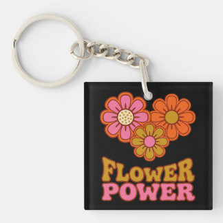 Porte-clefs Flower Power Rétro Années 70 Daisy Groovy