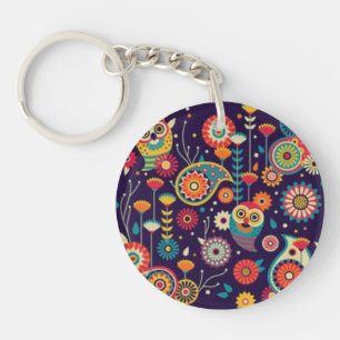 Porte-clefs flowers acrylic keychain