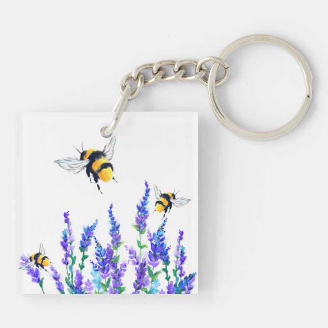Porte-clefs Flowers and Bees Keychain Spring (Dos)