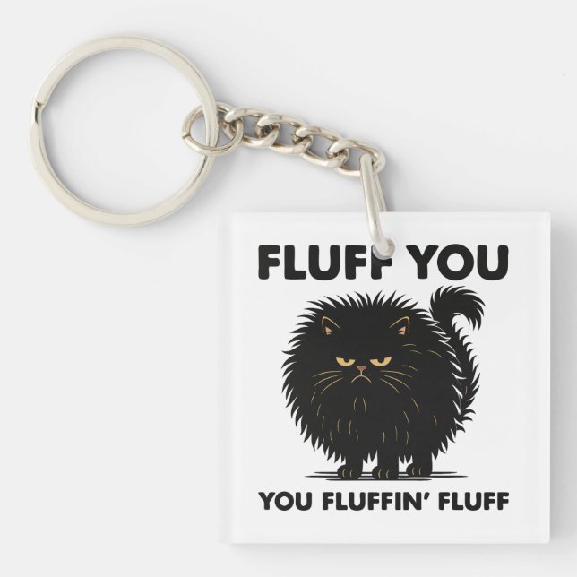 Porte-clefs Fluffeux Volumineux Chat Vie Kitty Style (Devant)