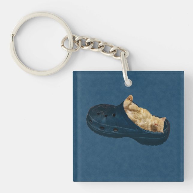 Porte-clefs Fluffy Kitten Dormir Dans Chaussure Croc, Clavier (Devant)