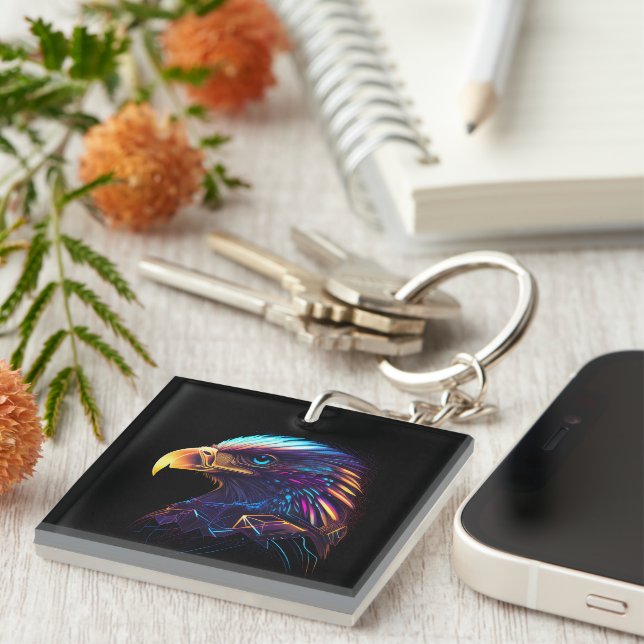 Porte-clefs Fluorescent Vivid Radiant Aigle Artistique (Devant Droit)