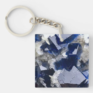 Porte-clefs Fluorite et Calcite Minérale Deep Blue Photographi