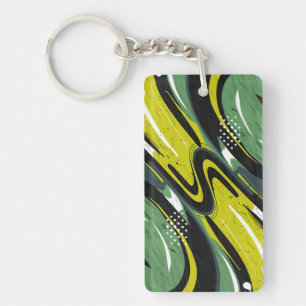 Porte-clefs Flux abstrait vert dynamique et vert citron