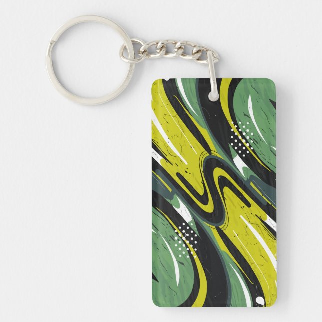 Porte-clefs Flux abstrait vert dynamique et vert citron (Devant)