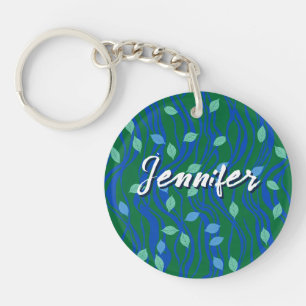 Porte-clefs Flux Élémentaire Émeraude Vert Bleu Cobalt avec Fe