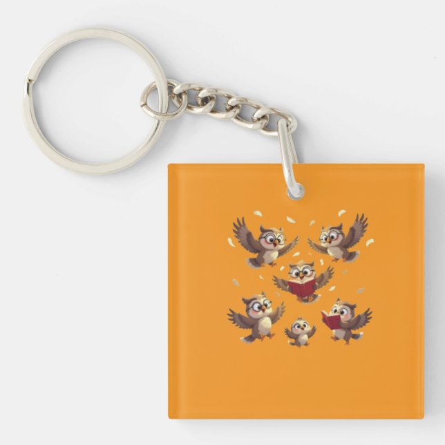 Porte-clefs "Flying Funny Owls – Disney Cartoon Style" (Devant)