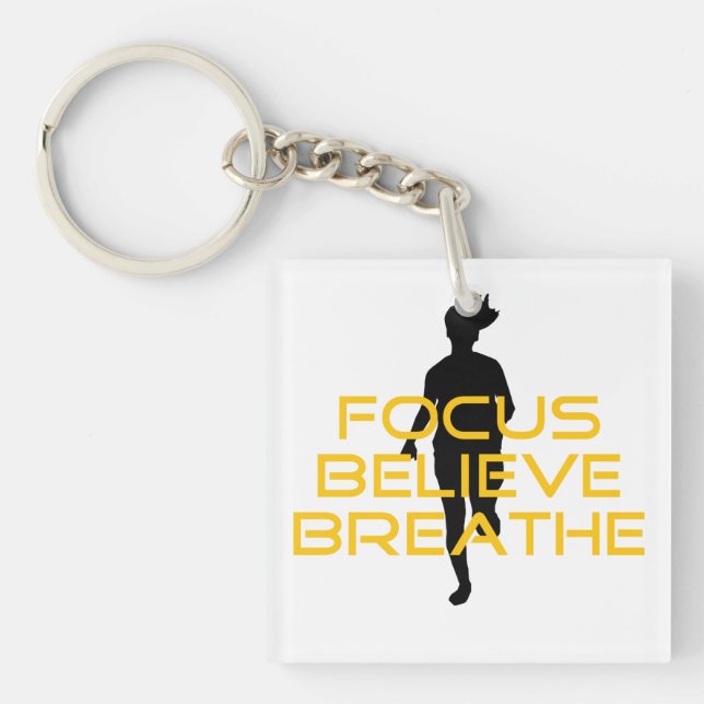 Porte-clefs Focus Croire Respirer Jaune Courir Fitness (Devant)