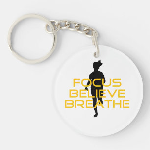 Porte-clefs Focus Croire Respirer Jaune Courir Fitness