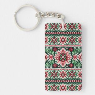 Porte-clefs Foire de Noël/hiver île rouge et verte
