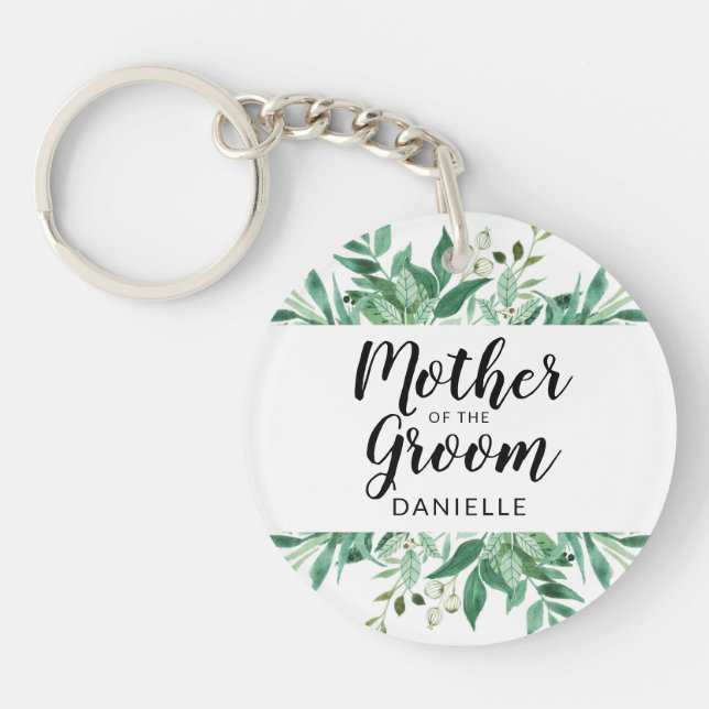 Porte-clefs Foliage frais Mère de la chambre Monogrammé (Devant)