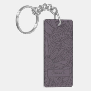 Porte-clefs Foncé sur Chrysanthèmes prune poussiéreux avec pho