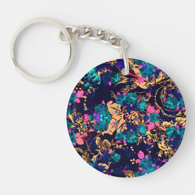 Porte-clefs Fond de fleurs abstraites chic mignonnes (Devant)