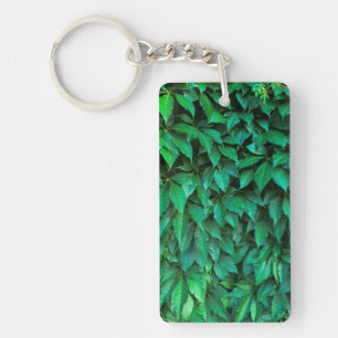 Porte-clefs fond de haie verte parthenocissus motif texte