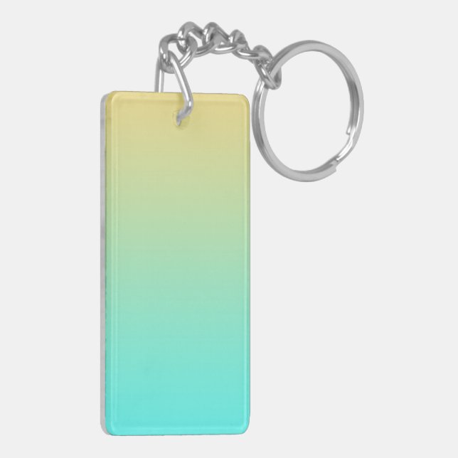 Porte-clefs Fond dégradé pastel turquoise jaune (Dos gauche)