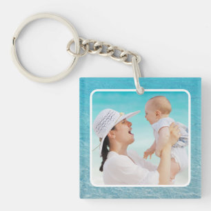 Porte-clefs Fond d'océan bleu bord de mer personnalisé 2 X Pho