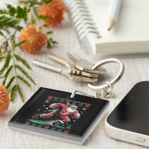 Porte-clefs Football afro-américain Père Noël Noël laid