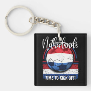 Porte-clefs Football Pays-Bas Drapeau, Distressed Soccer