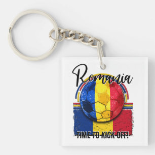 Porte-clefs Football Roumanie Drapeau, Drapeau Rétro Bal de Fo