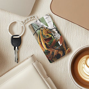 Porte-clefs Forêt d'Automne Dragon Ambre Bouleau Fantastique