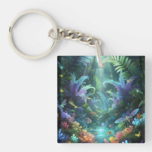 Porte-clefs Forêt enchantée bioluminescente Jungle magique