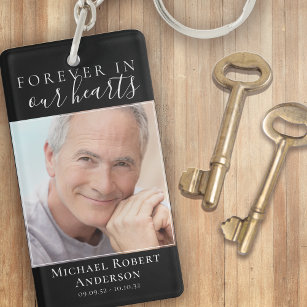 Porte-clefs Forever in Our Hearts Photo Sympathy Memorial