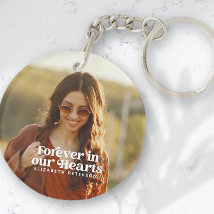 Porte-clefs Forever in our Hearts Simple Photo personnalisée M