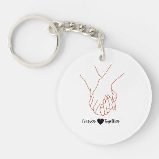Porte-clefs Forever Together Holding Hands Line Art Love