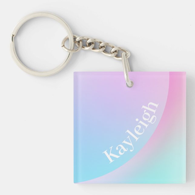 Porte-clefs Forme de dégradé pastel doux arc-en-ciel (Devant)