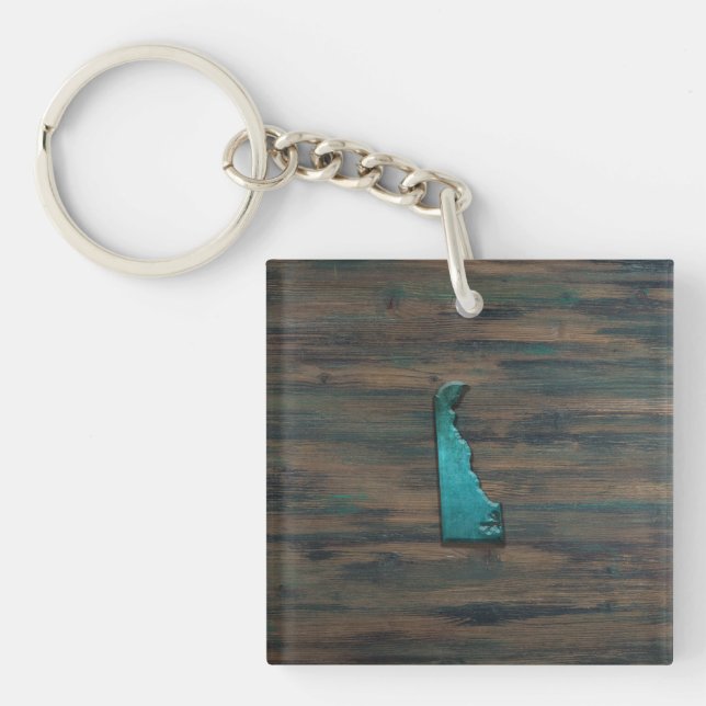 Porte-clefs Forme d'état Delaware Turquoise (Devant)