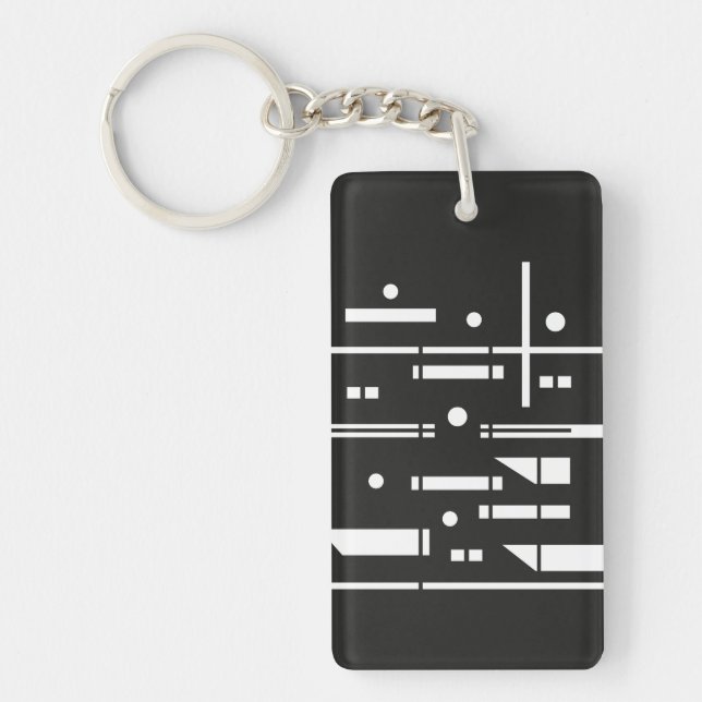 Porte-clefs Formes blanches sur fond noir (Devant)