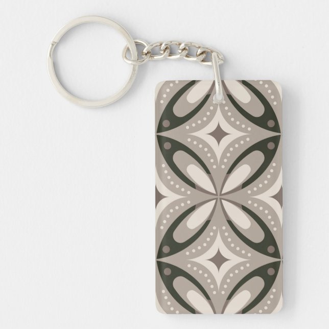 Porte-clefs Formes circulaires rétro beige et marron (Devant)