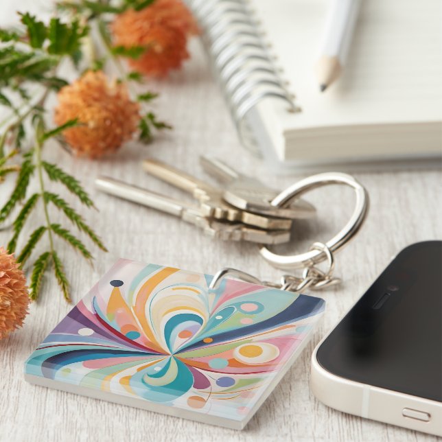 Porte-clefs Formes ondulées abstraites (Devant Droit)