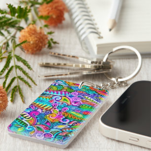 Porte-clefs Formes très colorées et abstraites art 9