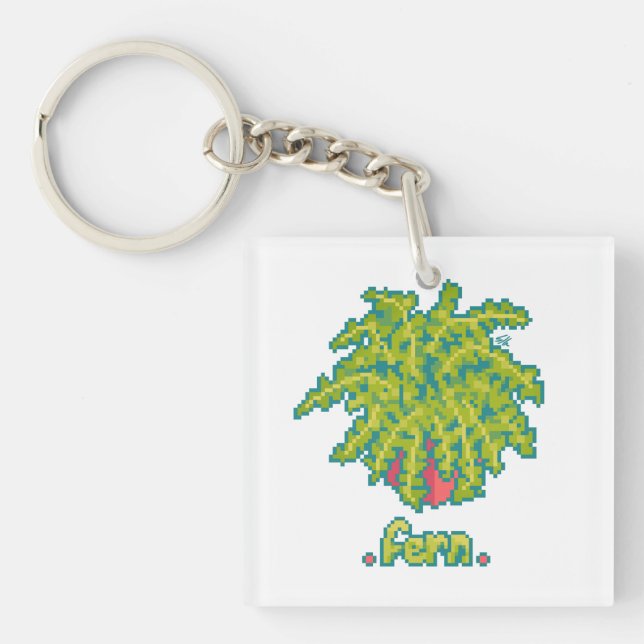 Porte-clefs Fougère, fougère Pixelart, Pixel Art (Devant)