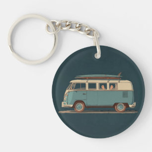 Porte-clefs Fourgonnette de Surf Vintage – Conception de Camio