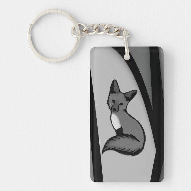 Porte-clefs Fox Design d'art moderne en argent (Devant)
