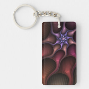 Porte-clefs Fractale colorée abstraite rayée brillante magique