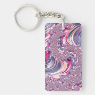 Porte-clefs Fractale en spirale rose violet abstrait