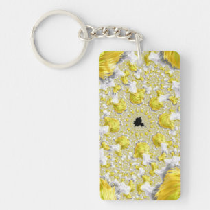Porte-clefs Fractale Symétrique Or Abstrait