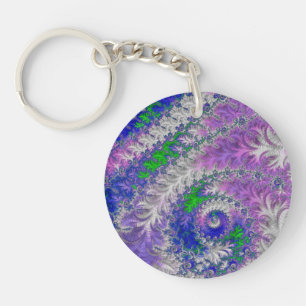 Porte-clefs Fractale violette et verte