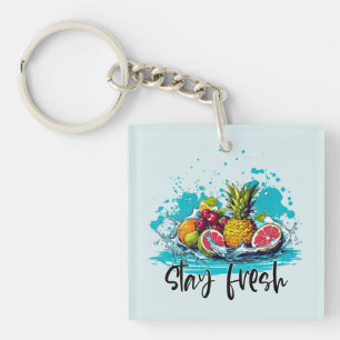 Porte-clefs Fraîcheur - Été - Aquarelle Fruits tropicaux
