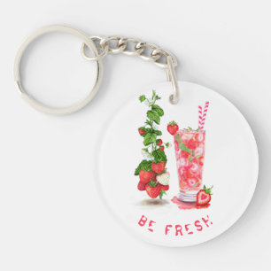 Porte-clefs Fraise Cool Boire Fruits Porte - clé Cadeau