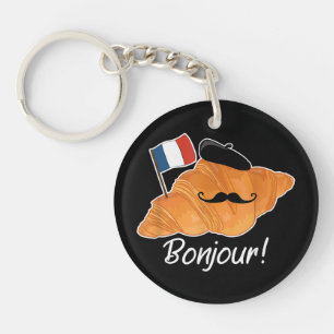 Porte-clefs Français Croissant Lover France Drapeau Francophil