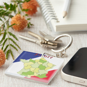 Porte-clefs France Couleurs Et Carte Nationales