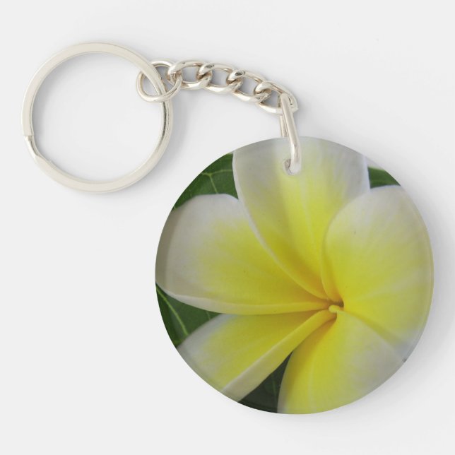 Porte-clefs Frangipanier blanc et jaune (Devant)