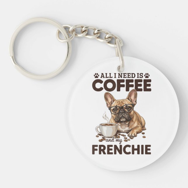Porte-clefs French Bulldog Coffee Frenchie Dog (Devant)