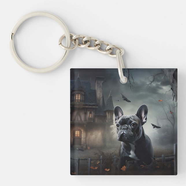 Porte-clefs French Bulldog Halloween Épouvantable (Devant)