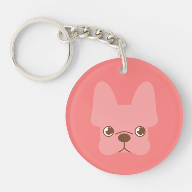 Porte-clefs Frenchie rose (Devant)