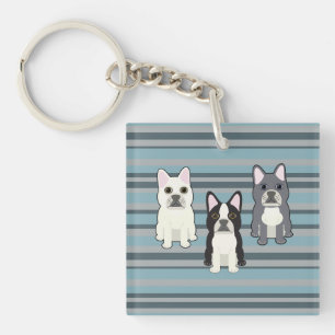 Porte-clefs Frenchies rayé bleu